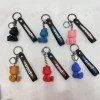 Trendy checkerboard cartoon bear figurine soft rubber keychain bear three-dimensional figurine pendant Item Picture